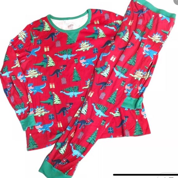 ❤️ Wondershop Christmas Men’s Dinosaur Red Long John Whimsey Fun Pajama Set - Picture 2 of 10